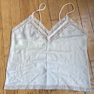 Vintage Christian Dior Cream Satin Camisole Lace & Spaghetti Straps